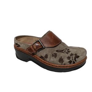 KLOGS Austin Floral Embroidered Leather Open Back Clogs 7